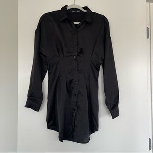 Black Long Sleeve Button Down Dress